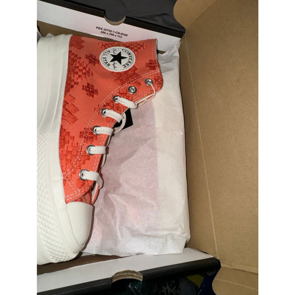 Converse Embroidered Sneakers Limited Ed Boho Hightop Platform Shoes New w Box - Picture 6 of 7